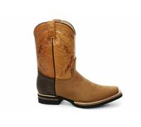 Botas De Vaquero De Cuero Marrón Claro Slip On Hasta La Pantorrilla De El Paso