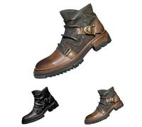 Botas de vaquero para hombre de piel sintética, botines impermeables para hombre, botas de senderismo con hebillas, zapatos de otoño al aire libre, botas de desierto antideslizantes, botas