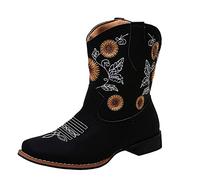 Botas de vaquero para mujer, botas de cuero, botas occidentales con flores, botas cortas vintage para motocicleta, botas de tobillo para mujer, botines de vaquero, botas de trabajo, botas de trabajo