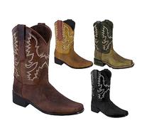 Botas de vaquero para mujer, botines para mujer con tacón, botas occidentales, bordados, botas de equitación, botas clásicas, botas de piel de media caña para hombres y mujeres, A01 Marrón, 38 EU