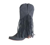 Botas de vaquero para mujer con tacón de embudo, botas sobre la rodilla para mujer, botas de motorista con flecos, botas occidentales puntiagudas, botas altas hasta la rodilla, botas de equitación