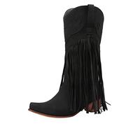 Botas de vaquero para mujer con tacón de embudo, botas sobre la rodilla para mujer, botas de motorista con flecos, botas occidentales puntiagudas, botas altas hasta la rodilla, botas de equitación