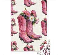 Botas de Vaquero Rosa 1000 Piezas Cartón Grueso Rompecabezas Premium para Adultos Difícil Desafío Juego 38x26cm/1000pcs