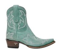 Botas de Vaquero Vintage para Mujer Bordado Punta Estrecha Tacones Medios Gruesos Botas de Vaqueras Occidentales Resbalón Retro en Botas Anchas de Media Pantorrilla Botines,Verde,36