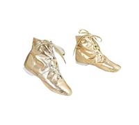 Botas de vestir para mujer, de piel, con purpurina, para danza, yoga, escenario, actuaciones, para niños y adultos, Gold, 34 EU