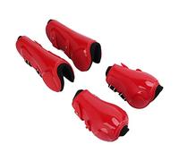 Botas Deportivas de Caballos, Botas de Férula para Caballos Saltos Suave Transpirable Antiploqueo Tendón Ajustables Juego 4pcs Protección Tendón Concha para Saltos (1 establecer rojo XL)