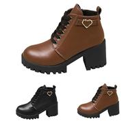 Botas elegantes para mujer, con plataforma, zapatos casuales, con cordones cortos, con cordones, botas de estilo británico, botas retro para mujer, al aire libre, antideslizantes, otoño e invierno