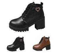 Botas elegantes para mujer, con plataforma, zapatos casuales, con cordones cortos, con cordones, botas de estilo británico, botas retro para mujer, al aire libre, antideslizantes, otoño e invierno