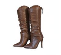 ＡＷＨＡＯ Botas Elevadas de Muñeca Detalle Realista Botas Elevadas Muñeca Cremallera Trasera para Colección , Marrón Castaño , Cuatro Puntos En Stock