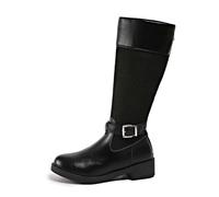 Botas extralargas de invierno con diseño de cuero de dos tonos con cremallera trasera para un uso cómodo durante todo el día, botas largas elegantes y versátiles para cada ocasión, botas casuales