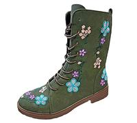 Botas Fashion Fashion Fashion Seam Lace Up Booties de Tobillo Boot de Combate de tacón bajo para Damas para Mujeres