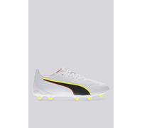 PUMA Tenis de fútbol Unisex King 20 Play FG/AG, Color Blanco, Rojo Brillante, Alerta Amarilla, Talla 8 de Reino Unido, Puma Alerta Blanca Brillante, roja y Amarilla, 42 EU