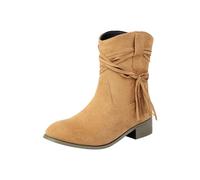 Botas genéricas para mujer, ante talón, bloque, talla grande, botines para mujer, punta puntiaguda, bota, color liso, bota, otoño, botas mediados de pantorrilla, zapatos grandes, cómodos, zapatos
