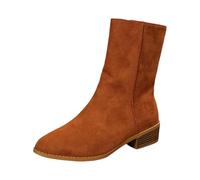 Botas genéricas para mujer de ante vintage con cremallera lateral botas de media pantorrilla de moda con tacón grueso bota para mujer de moda con punta puntiaguda bota cómoda invierno para casual