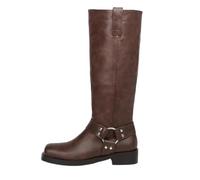 Botas góticas de ante para mujer, plataforma, tacón, tacón, tacón, remaches, flecos, marrón, 37 EU