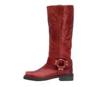 Botas góticas de ante para mujer, plataforma, tacón, tacón, tacón, remaches, flecos, rojo, 46 EU
