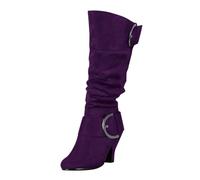 Botas holgadas de media pantorrilla para mujer, botas bohemias de tacón medio para mujer, botines occidentales con puntera de almendra, cómodos zapatos casuales con doble hebilla, calzado al aire