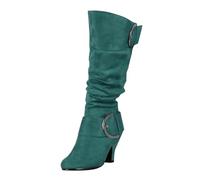 Botas holgadas de media pantorrilla para mujer, botas de tacón de gatito para mujer, botines de punta de almendra, botines inspirados en el oeste, cómodos zapatos casuales con doble hebilla, calzado