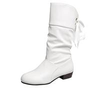 Botas holgadas de media pantorrilla para mujer, botas gruesas de media pantorrilla para mujer, botines elegantes, antideslizantes, zapatos formales de boda con correa trasera, zapatos de tacón bajo