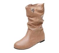 Botas holgadas de media pantorrilla para mujer, botas planas de media pantorrilla para mujer, botines cómodos y casuales, zapatos para caminar con suela antideslizante, calzado al aire libre para