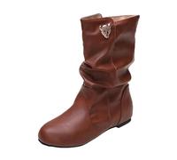 Botas holgadas de media pantorrilla para mujer, botas planas de media pantorrilla para mujer, botines cómodos y casuales, zapatos para caminar con suela antideslizante, calzado al aire libre para
