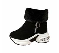 Botas Impermeables Mujer Nieve,Botines Cortos De Ante Con Forro Polar CáLido Ideales Para El Invierno Y Con Plataforma Para Aumentar La Altura