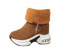 Botas Impermeables Mujer Nieve,Botines Cortos De Ante Con Forro Polar CáLido Ideales Para El Invierno Y Con Plataforma Para Aumentar La Altura