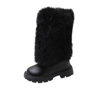 Botas Invierno Niña 28 - De Invierno para S De Media Pantorrilla Forradas con Forro Polar Cálidas Cómodas Informales con Cremallera Trasera para S Pequeños (Black 28 Little Child)
