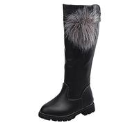 Botas Invierno Niña 30 - Zapatos para S Cómodas De Suela Altas De Moda De Princesa para S (Black 30 Little Child)