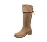 Botas largas de Color con Punta cálidas, Botas Redondas de otoño para Mujer, Botas Gruesas de Suela Recta para Mujer, Ideales para Diario y Tiempo Libre en Clima frío, cómodas_1