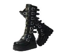 Botas largas punk para mujer, zapatos góticos con plataforma, botas altas hasta la rodilla, estilo punk, negro, sexy, para motocicleta, Halloween, cosplay, zapatos de mujer, Black, 43 1/3 EU