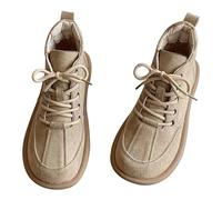 Botas ligeras para mujer, tacón redondo coreano, estilo británico, informal, corto, botas femeninas, botas de fútbol para mujer, zapatos de fútbol sala de señoras, caqui, 35 EU