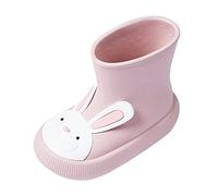 Botas Lluvia Niños Niñas Impermeables Niñas Y Niñas Zapatos De Lluvia Unisex Antideslizantes Botas De Agua Ligeras Zapatos Niños Y Niños Escuela Primaria Suaves Botas De Goma Pvc, Rosa, 17 EU