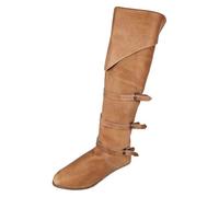 Botas medievales con hebilla plana para hombre, botas retro de media pantorrilla, cómodas, zapatos casuales para uso diario, vaqueros, talla 13 de ancho, Amarillo, 42 1/3 EU