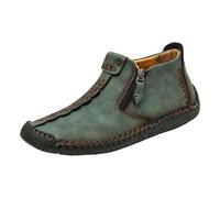 Botas medievales, Cuero Antideslizante Lateral Cremallera Botas Casual Verde Oliva, Botas Descalzas Renacentistas Zapatos Profesionales, Suela Suave Botas Negro, Azul, Verde Ejército, AG., 47 EU