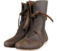 Botas Medievales de Caballero de Cuero PU, Botas Medievales renacentistas para Cosplay, Botas Vintage para Hombres y Mujeres, Zapatos con Cordones de Fondo Plano,Marrón,39 EU