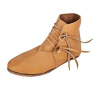 Botas medievales de cuero con cordones, estilo retro, de fondo plano, para cosplay, Amarillo, 37 1/3 EU