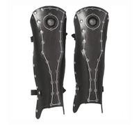 Botas Medievales Hombre,Funda Medieval para Botas Accesorio Polainas de Cuero Armadura Medieval for Piernas Botas Cubrezapatos Media(Black)