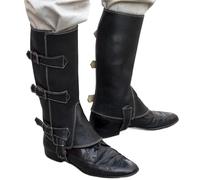 Botas Medievales Hombre,Funda Medieval para Botas Protector de piernas Cuero sintético Steampunk Medieval, Polaina for Botas Motocicleta, Cubierta for Zapatos(Black Gaiters)