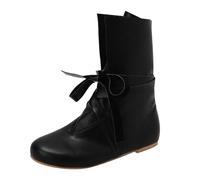 Botas medievales para hombre, estilo retro, medieval, punk, con cordones, suaves, cómodas, con cordones, zapatos casuales de piel, zapatos planos acolchados antideslizantes, Black, 37 1/3 EU