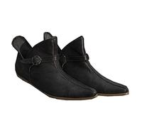 Botas medievales para hombre y mujer - Zapatos planos simples de piel sintética con hebilla de cinturón ajustable - Botas Renaissance Larp Boots Zapatos retro de cuero para hombre y mujer (46)