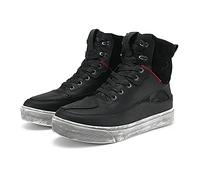 Botas Moto Hombre de Cuero, Zapatillas de Motocicleta, Zapatos de Calle Transpirables, Reforzados con Soporte el Tobillo, Suela Antideslizante, Almohadilla de Cambio 40