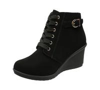 Botas Mujer Invierno Botines Caña Ancha Biker De Montar A Caballo Cómodas Antideslizante Diseno Elegante Punta Cuadrada Cierre Lateral Cremallera para actividades al aire