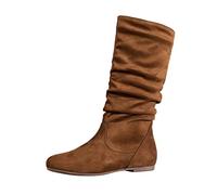 Botas Mujer Invierno Botines Invierno Caña Ancha Estilo Retro Botas Pantorrilla Bordada Zapatos Ligeros para Mujer Botines con tacón Fiesta Moda Bota Biker De Montar A Caballo Cómodas Antideslizante
