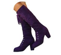 Botas Mujer Invierno de Tacón Medio con Cordones en Ante Sintético, Acogedor y Fashion, Ideal para Usos Diarios y Estilos Gótico Vintage Moderno, Diseño Detallado de Cordones Cruzados Ajustables