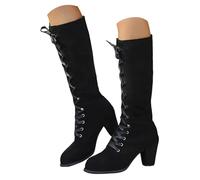 Botas Mujer Invierno de Tacón Medio con Cordones en Ante Sintético, Acogedor y Fashion, Ideal para Usos Diarios y Estilos Gótico Vintage Moderno, Diseño Detallado de Cordones Cruzados Ajustables