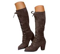 Botas Mujer Invierno de Tacón Medio con Cordones en Ante Sintético, Acogedor y Fashion, Ideal para Usos Diarios y Estilos Gótico Vintage Moderno, Diseño Detallado de Cordones Cruzados Ajustables