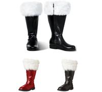 Botas Navideñas para Hombres con Forro Polar Bota de Santa Cálidas Incluye Bota y un par de Campanas Botas de Disfraz de Santa de Pelo Largo Ideales para Invierno y de Navidad (1 b-Black, 48)