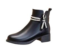 Botas Negras Mujer,Botas de Montar A Caballo Cómoda Casual Suela de Crepe Antideslizante Confortables Botines Estilo Vaquero Botines Senderismo Trekking Zapatos de Tacon Ancho Outdoor