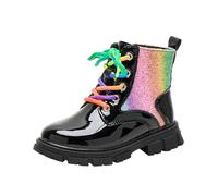 Botas Niño Invierno 28 - De Moda para Uso Diario Suela Cómoda Y Suave Mocasines Coloridas Es Cortos hasta El Tobillo Ideales para S Y Bebés con Un Estilo Casual (Black 27 Little Kids)